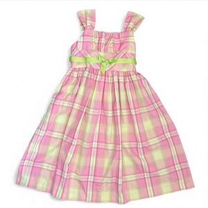 Bonnie Jean Pink and Green Plaid girls Dress spring Easter church fit & flare